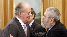 Король Хуан Карлос с лидерами профсоюзов
