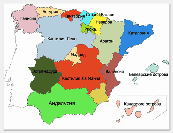 Регионы испании северный южный сколько стран входит в состав великобритании